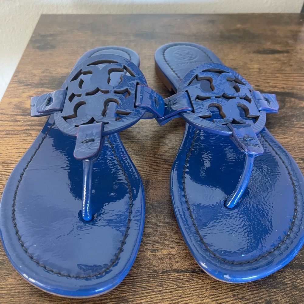 Tory Burch Miller Pantent Royal Blue Sandals